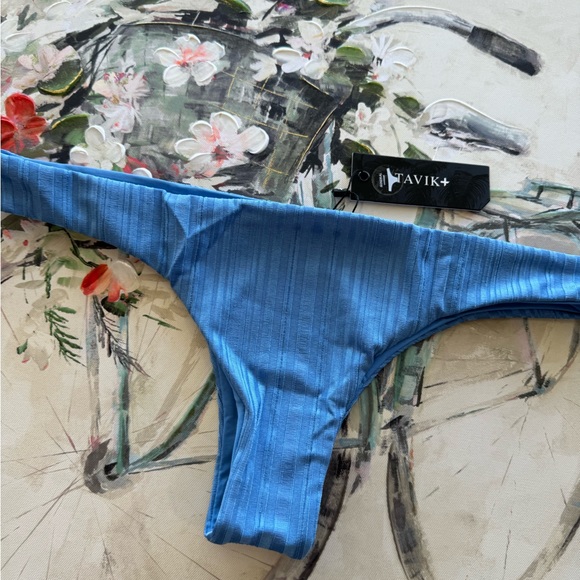TAVIK ππ€minimal coverage Ali mini swim bottom slinky rib sea blue π - Picture 5 of 9